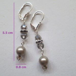 Auskari ar Swarovski kristāla pērlēm (platinium) un Swarovski kristāliem, ar sudraba pārklājums